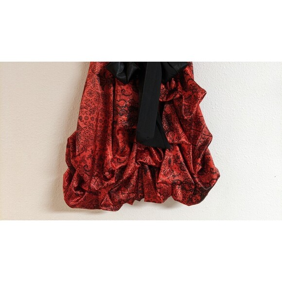 Women's Ruby Rox Red & Black Strapless Bubble Hem Dress W/Pick-Ups Bow Front 1 - Picture 7 of 10